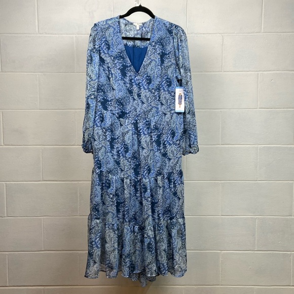 NWT Joie Women's Printed Long Sleeve Tiered Maxi Dress LARGE Parisian Paisley - Picture 1 of 13